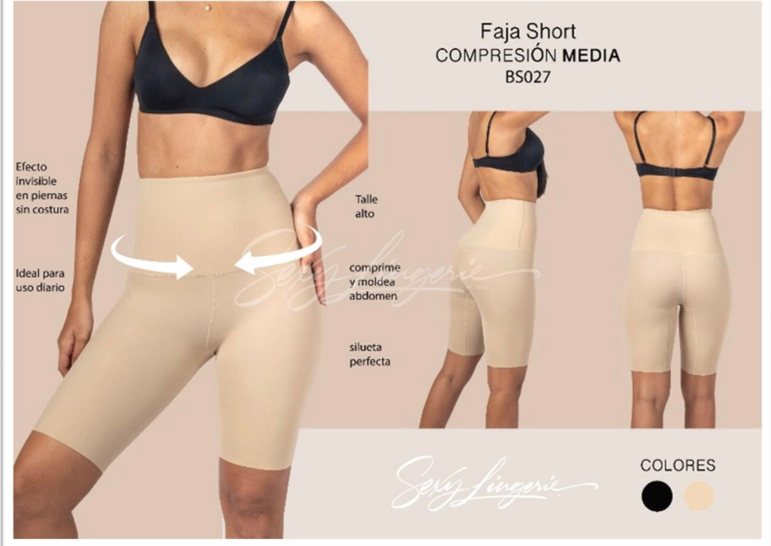 Columbian Short Faja Plus-Smart Medium Compression Shape Contouring Fabric